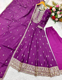 Presenting New Collection Heavy Chinon Silk Gown -Pent  Dupatta Set Fully Stitched Ready To Wear