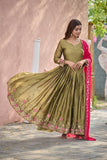 Presenting New Real Modling Pure Rangoli Silk Gown -Pent  Dupatta Set Fully Stitched Ready To Wear 🔥😍🥰*
