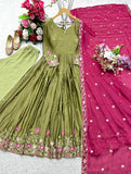 Presenting New Real Modling Pure Rangoli Silk Gown -Pent  Dupatta Set Fully Stitched Ready To Wear 🔥😍🥰*