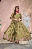 Presenting New Real Modling Pure Rangoli Silk Gown -Pent  Dupatta Set Fully Stitched Ready To Wear 🔥😍🥰*