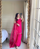 Presenting New Pure Natural Crep Satin Top&Farshi&Dupatta Set Fully Stitched Ready To Wear 🔥😍🥰*
