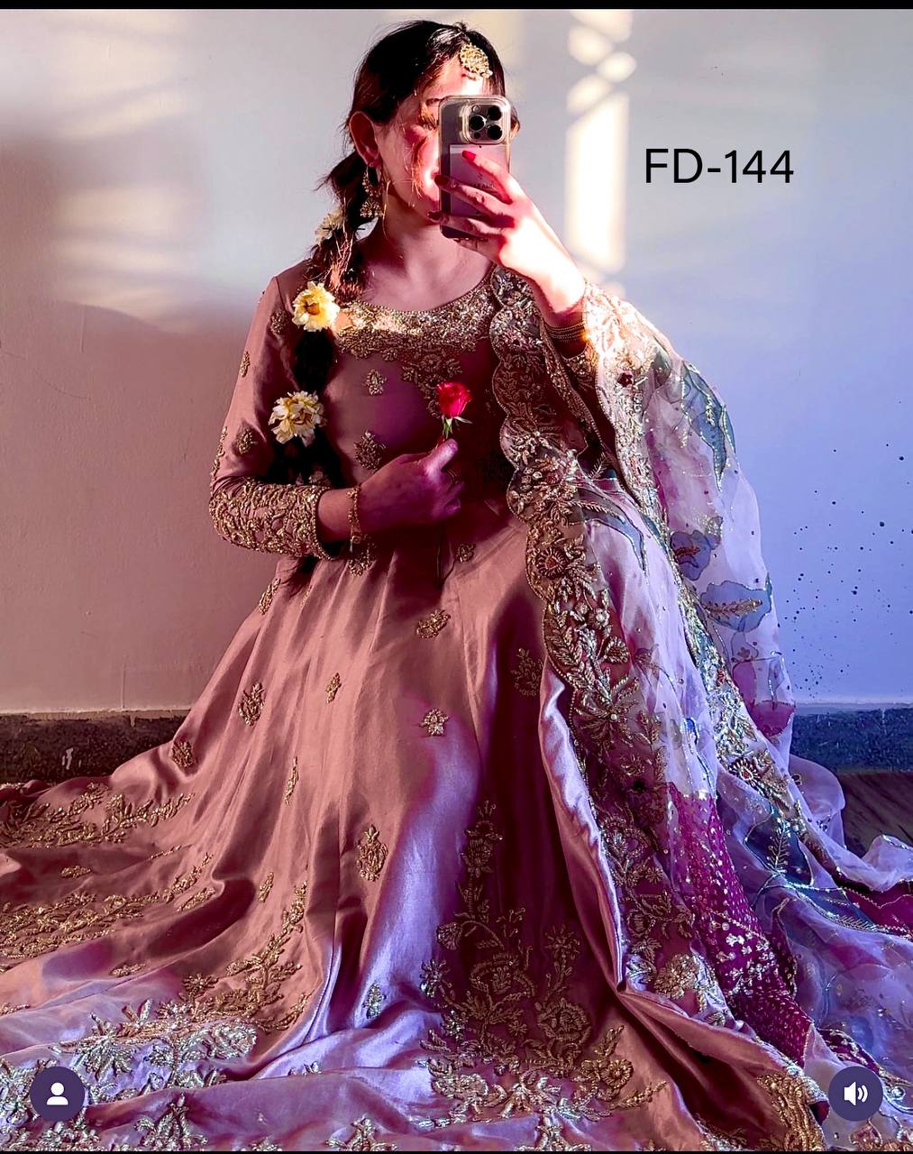 Presenting New  Heavy Pure Satin Silk Gown -Pent  Dupatta Set Fully Stitched Ready To Wear
