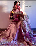 Presenting New  Heavy Pure Satin Silk Gown -Pent  Dupatta Set Fully Stitched Ready To Wear