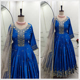 Presenting New  Heavy Pure Satin Silk Gown -Pent  Dupatta Set Fully Stitched Ready To Wear