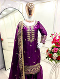 Presenting New Zimmy-Chu Silk Top-Sarara and Dupatta Set Fully Stitched Ready To Wear