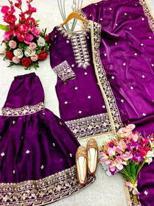 Presenting New Zimmy-Chu Silk Top-Sarara and Dupatta Set Fully Stitched Ready To Wear