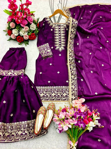Presenting New Zimmy-Chu Silk Top-Sarara and Dupatta Set Fully Stitched Ready To Wear