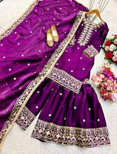 Presenting New Zimmy-Chu Silk Top-Sarara and Dupatta Set Fully Stitched Ready To Wear