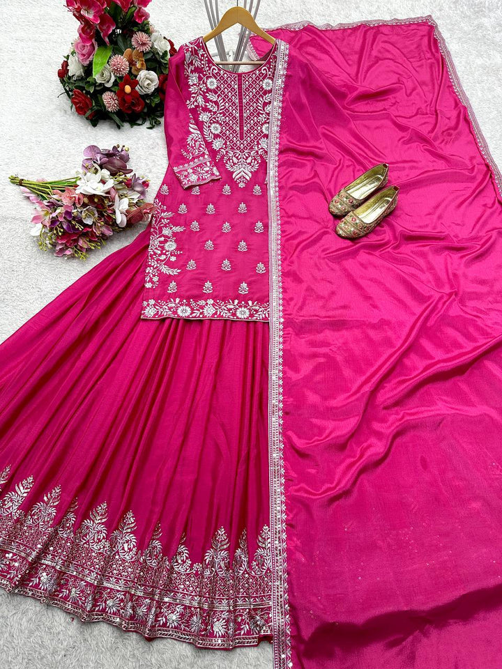 Presenting New Collection Pure Cinon Silk Top-Lehenga and Dupatta Set Fully Stitched Ready To Wear 🔥😍🥰*