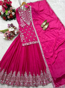 Presenting New Collection Pure Cinon Silk Top-Lehenga and Dupatta Set Fully Stitched Ready To Wear 🔥😍🥰*