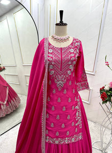 Presenting New Collection Pure Cinon Silk Top-Lehenga and Dupatta Set Fully Stitched Ready To Wear 🔥😍🥰*