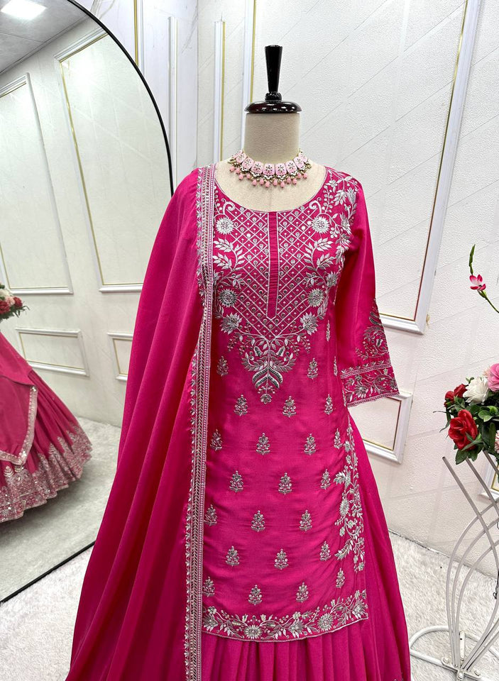 Presenting New Collection Pure Cinon Silk Top-Lehenga and Dupatta Set Fully Stitched Ready To Wear 🔥😍🥰*