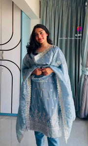 Presenting New Pure Gold Crush Top&Pent&Dupatta Set Fully Stitched Ready To Wear 🔥