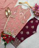 Presenting New Pure Cinon Silk Top&Pent&Dupatta Set Fully Stitched Ready To Wear