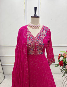 Presenting New Collection Heavy Pure Georgette Gown -Pent  Dupatta Set Fully Stitched Ready To Wear 🔥😍🥰*