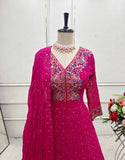 Presenting New Collection Heavy Pure Georgette Gown -Pent  Dupatta Set Fully Stitched Ready To Wear 🔥😍🥰*