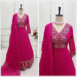 Presenting New Collection Heavy Pure Georgette Gown -Pent  Dupatta Set Fully Stitched Ready To Wear 🔥😍🥰*