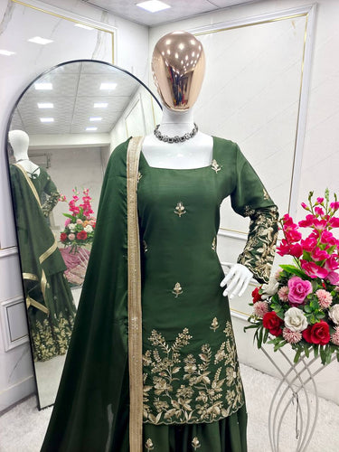 Presenting New Cinon Top-Sarara and Dupatta Set Fully Stitched Ready To Wear