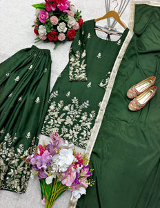 Presenting New Cinon Top-Sarara and Dupatta Set Fully Stitched Ready To Wear