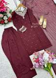 Presenting New Pure Blooming Georgette Top&Farshi&Dupatta Set Fully Stitched Ready To Wear