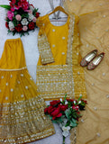 Presenting New Twin Net Top-Sarara and Dupatta Set Fully Stitched Ready To Wear