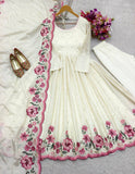 Presenting New Collection Heavy Pure Cinon Silk Gown -Pent  Dupatta Set Fully Stitched Ready To Wear