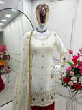 Presenting New Pure Fendy Silk Top-Sarara and Dupatta Set Fully Stitched Ready To Wear