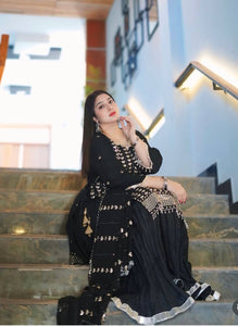 Presenting New Fox Georgette Top-Sarara and Dupatta Set Fully Stitched Ready To Wear