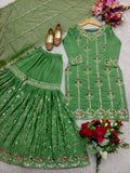 Presenting New Cinon- Top-Sarara and Dupatta Set Fully Stitched Ready To Wear