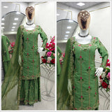 Presenting New Cinon- Top-Sarara and Dupatta Set Fully Stitched Ready To Wear