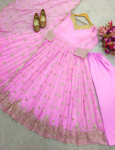 Presenting New Sumer Collection Fox Georgette Gown -Pent  Dupatta Set Fully Stitched Ready To Wear 🔥😍🥰*