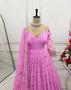 Presenting New Sumer Collection Fox Georgette Gown -Pent  Dupatta Set Fully Stitched Ready To Wear 🔥😍🥰*