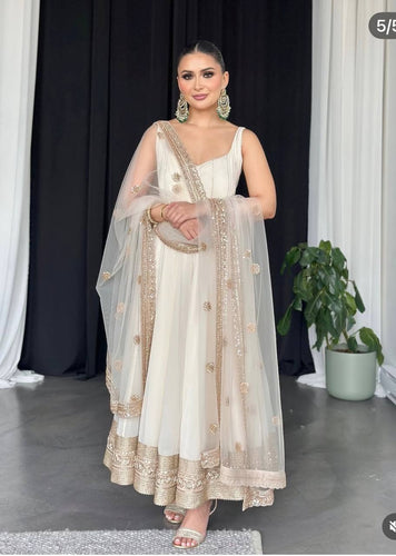 Presenting New Sumer Collection Fox Georgette Gown -Pent  Dupatta Set Fully Stitched Ready To Wear