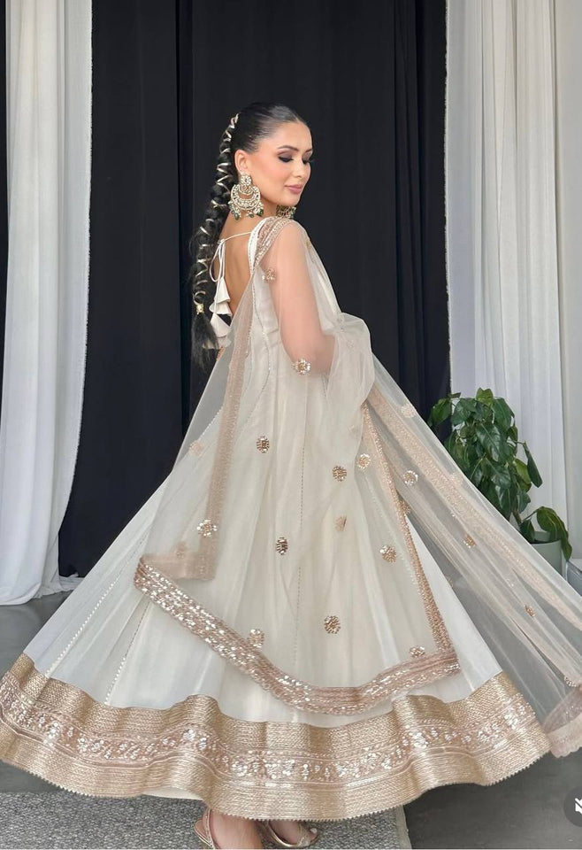Presenting New Sumer Collection Fox Georgette Gown -Pent  Dupatta Set Fully Stitched Ready To Wear