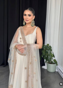 Presenting New Sumer Collection Fox Georgette Gown -Pent  Dupatta Set Fully Stitched Ready To Wear