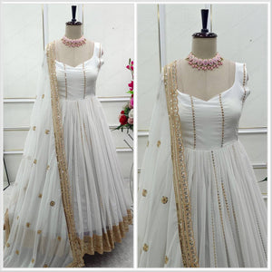 Presenting New Sumer Collection Fox Georgette Gown -Pent  Dupatta Set Fully Stitched Ready To Wear