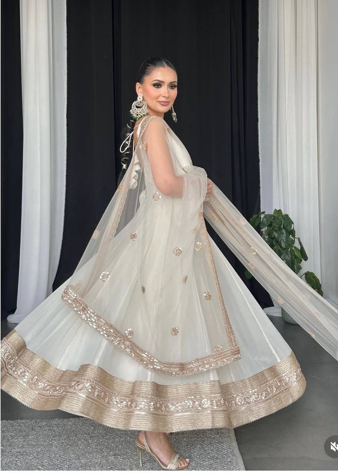 Presenting New Sumer Collection Fox Georgette Gown -Pent  Dupatta Set Fully Stitched Ready To Wear