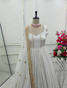 Presenting New Sumer Collection Fox Georgette Gown -Pent  Dupatta Set Fully Stitched Ready To Wear