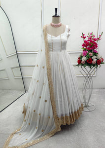 Presenting New Sumer Collection Fox Georgette Gown -Pent  Dupatta Set Fully Stitched Ready To Wear