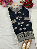 Presenting New Cinon Silk Top-Plazzo and Dupatta Set Fully Stitched Ready To Wear