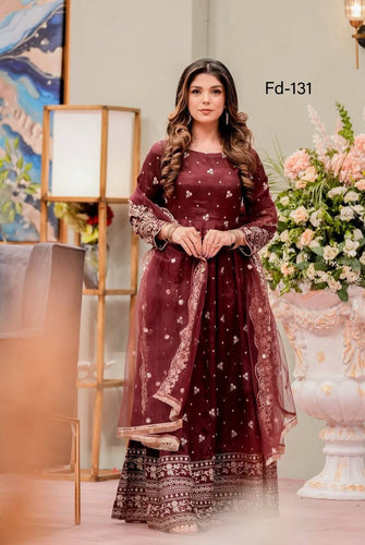 Presenting New Collection Heavy Chinon Silk Gown -Pent  Dupatta Set Fully Stitched Ready To Wear