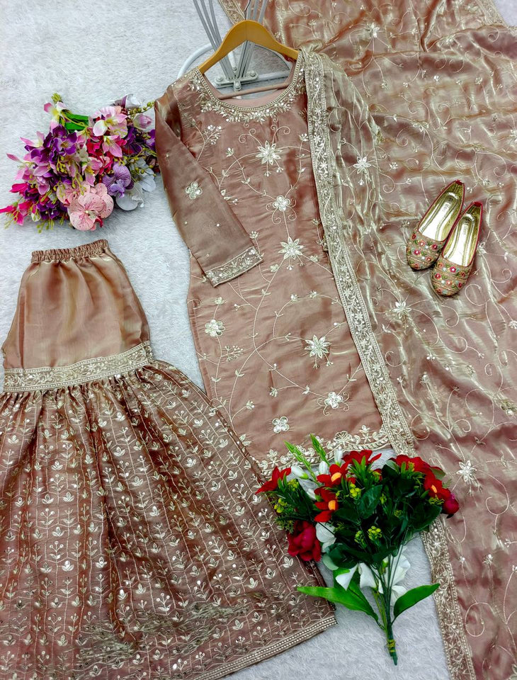 Presenting New Zimmy-Chu Silk Top-Sarara and Dupatta Set Fully Stitched Ready To Wear 🔥😍🥰*