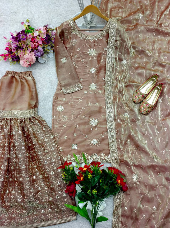 Presenting New Zimmy-Chu Silk Top-Sarara and Dupatta Set Fully Stitched Ready To Wear 🔥😍🥰*