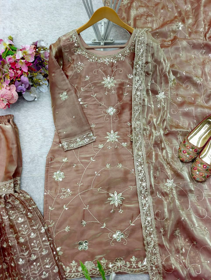Presenting New Zimmy-Chu Silk Top-Sarara and Dupatta Set Fully Stitched Ready To Wear 🔥😍🥰*