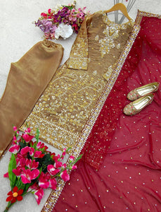 Presenting New Zimmy-Chu Silk Top-Pent and Dupatta Set Fully Stitched Ready To Wear