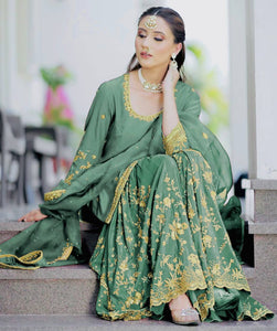 Presenting New Cinon Top-Sarara and Dupatta Set Fully Stitched Ready To Wear
