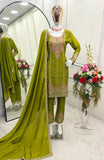 Presenting New Cinon Top-Pent and Dupatta Set Fully Stitched Ready To Wear