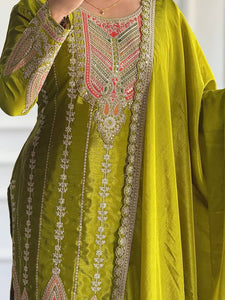 Presenting New Cinon Top-Pent and Dupatta Set Fully Stitched Ready To Wear