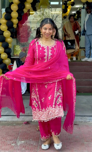 Presenting New Cinon Top-Pent and Dupatta Set Fully Stitched Ready To Wear