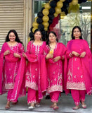 Presenting New Cinon Top-Pent and Dupatta Set Fully Stitched Ready To Wear